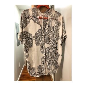 Patterned Black and Cream Blouse